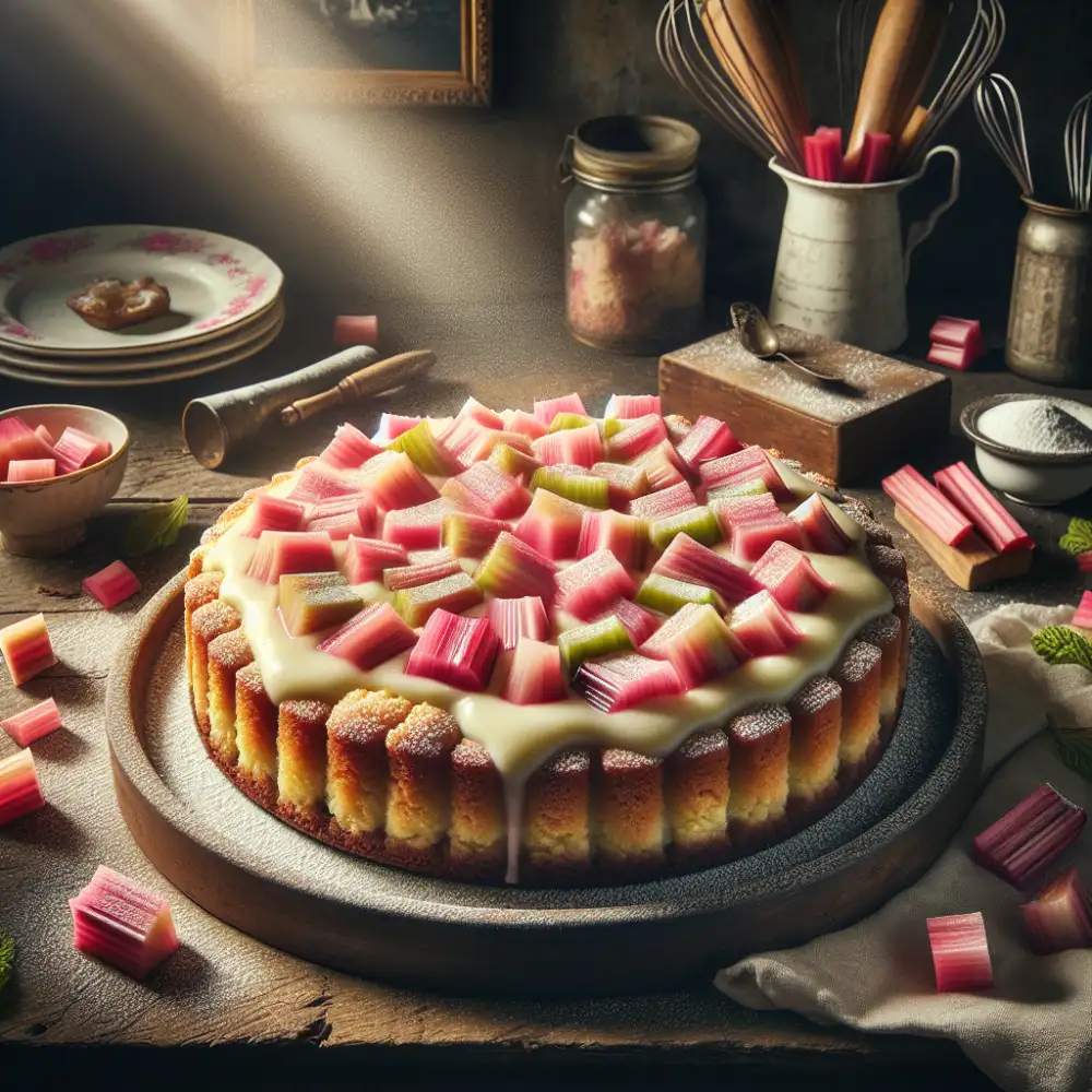 rhubarb and custard cake